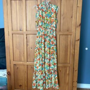 Floral mock neck maxi dress